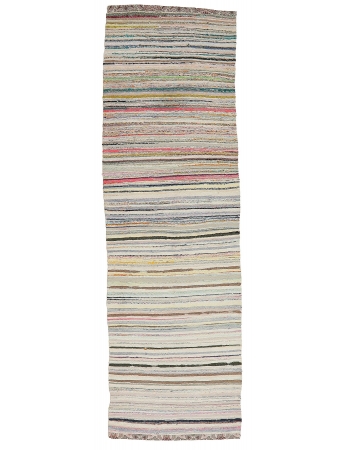 Vintage Striped Rag Kilim Runner - 2`11" x 9`6"