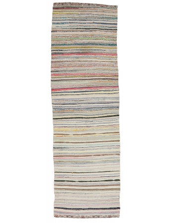 Vintage Striped Rag Kilim Runner - 2`11