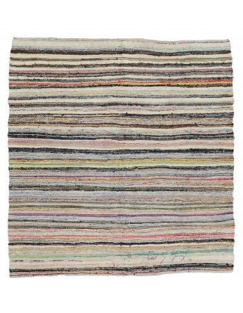 Vintage Striped Rag Rug - 5`6" x 6`0"