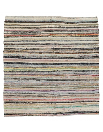 Vintage Striped Rag Rug - 5`6" x 6`0"