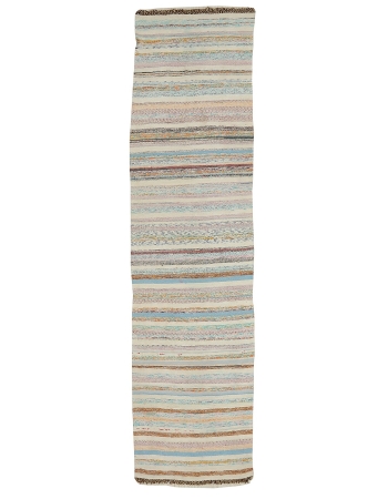 Vintage Striped Turkish Kilim Runner - 2`11" x 11`4"