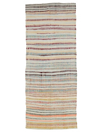 Vintage Striped Turkish Rag Rug - 4`5" x 10`8"