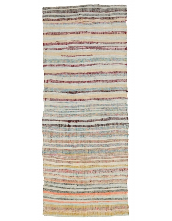 Vintage Striped Turkish Rag Rug - 4`5