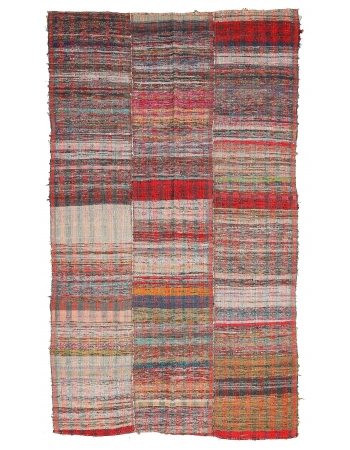 Vintage Turkish Decorative Rag Rug - 6`7" x 10`6"