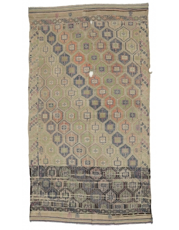 Washed Out Vintage Ebroidered Kilim - 6`3