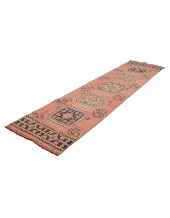 Decorative Turkish Vintage Oushak Runner - 2`11