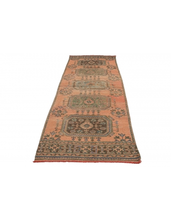 Vintage Turkish Oushak Runner Rug - 3`1