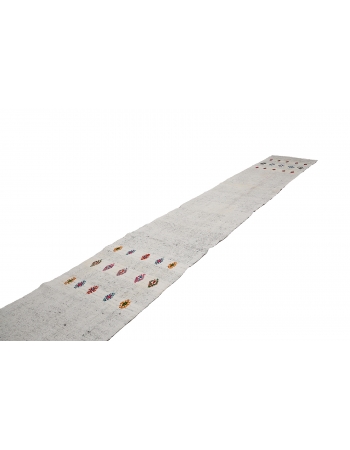 Long Vintage Gray Kilim Runner - 2`7