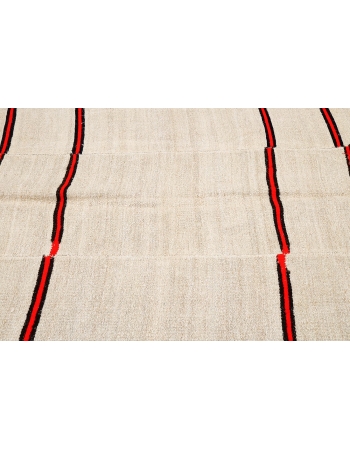 Orange & Ivory Striped Hemp Kilim Rug - 5`9