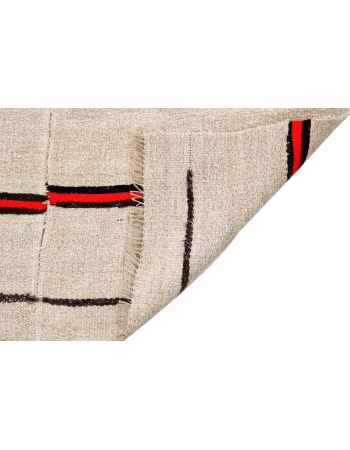 Orange & Ivory Striped Hemp Kilim Rug - 5`9