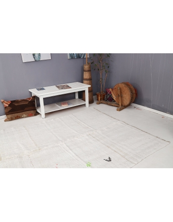 Vintage White Hemp Kilim Rug - 6`7