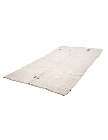 White Vintage Hemp Kilim Rug - 5`9