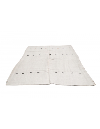 Vintage White Hemp Kilim Rug - 6`5