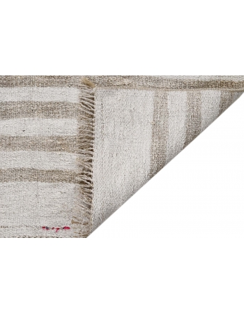 White & Beige Vintage Hemp Kilim Runner - 2`9