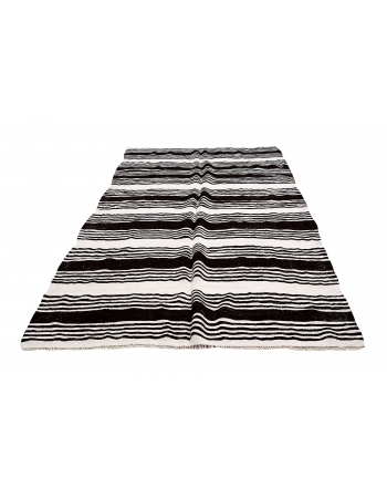 White & Black Vintage Hemp Rug - 6`0