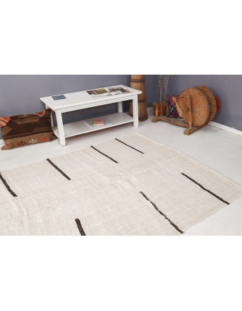 Black & White Vintage Hemp Rug - 5`7