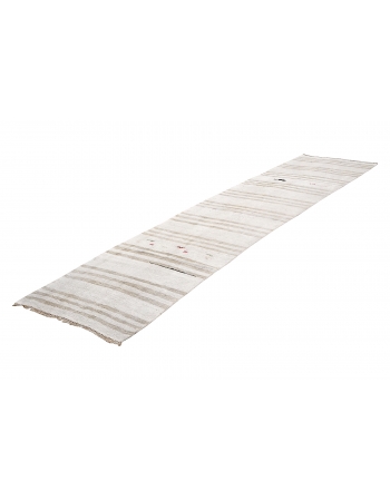 Beige & White Hemp Kilim Runner - 2`7