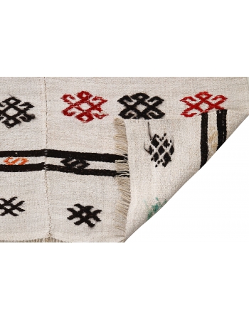 Embroidered Vintage Turkish Hemp Kilim  - 6`6