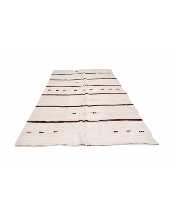 Striped Vintage Hemp Kilim Rug - 7`1