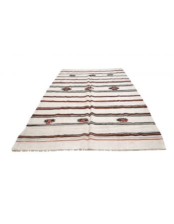 Striped Vintage Hemp Kilim Rug - 6`4