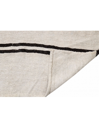 White & Black Vintage Hemp Kilim - 7`5