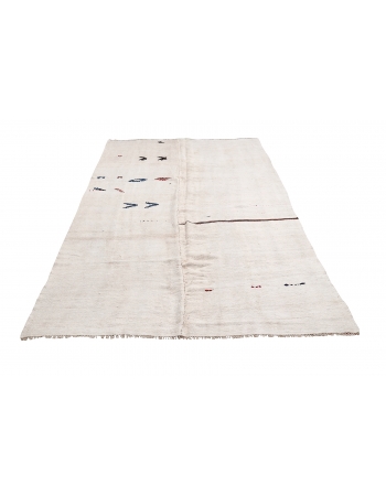 Large Vintage Hemp Kilim Rug - 7`7