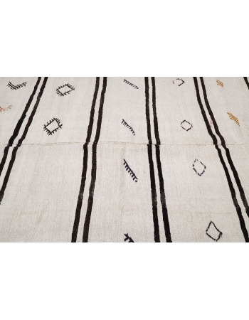 White & Black Vintage Hemp Rug - 6`4