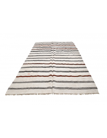 Striped Vintage Hemp Kilim Rug - 6`5