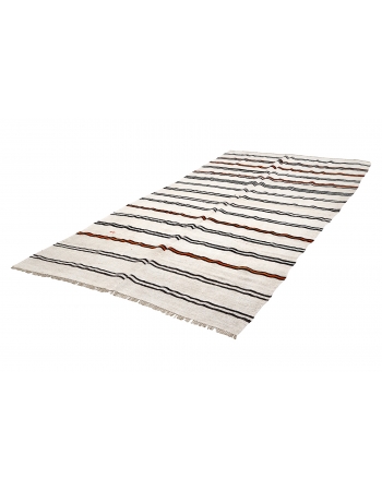 Striped Vintage Hemp Kilim Rug - 6`5