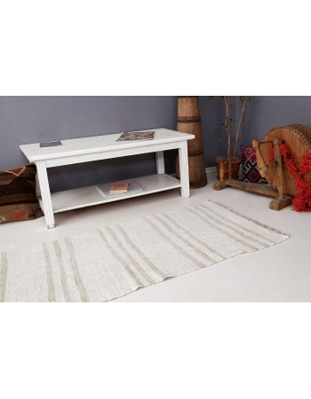 Beige & White Hemp Kilim Runner - 2`8