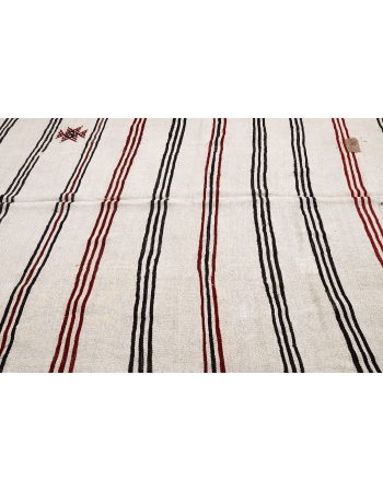 Large Striped Vintage Hemp Rug - 7`3