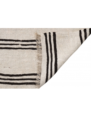 Large Striped Vintage Hemp Rug - 7`3