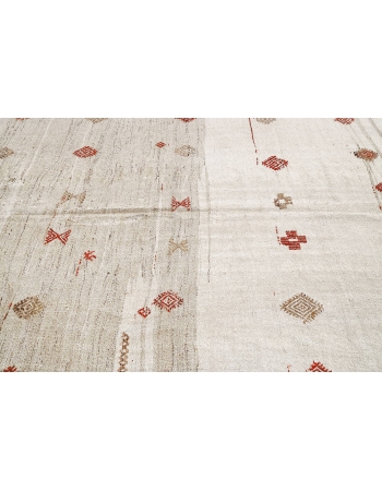 Embroidered Vintage Hemp Kilim  - 6`7