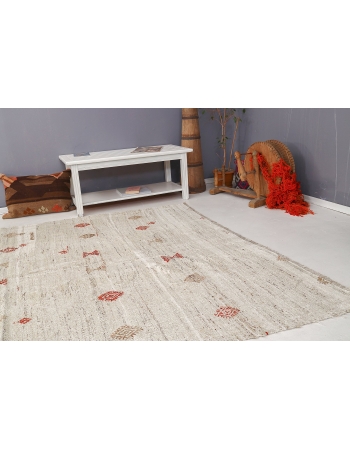 Embroidered Vintage Hemp Kilim  - 6`7