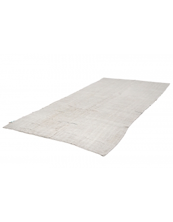 White Vintage Hemp Kilim Rug - 5`7