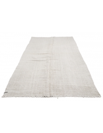 Vintage White Hemp Kilim Rug - 5`1