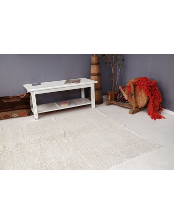 Vintage White Hemp Kilim Rug - 5`1