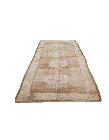 Washed Out Vintage Turkish Kars Rug - 4`6