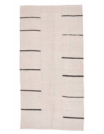 Black & White Vintage Hemp Rug - 5`7