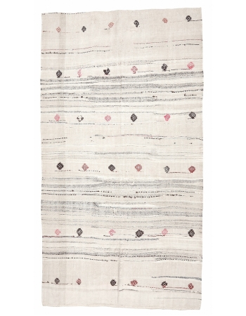 Embroidered Vintage Hemp Kilim Rug - 6`8
