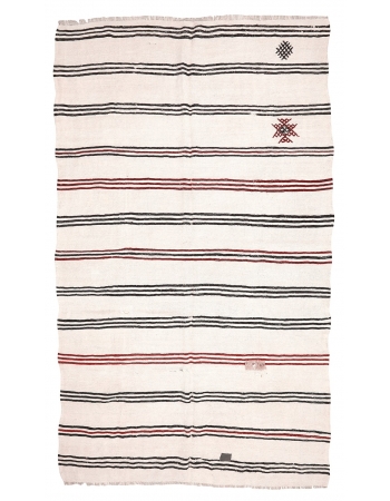 Large Striped Vintage Hemp Rug - 7`3" x 12`4"