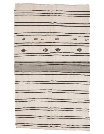 Striped Vintage Hemp Kilim Rug - 6`4" x 10`5"