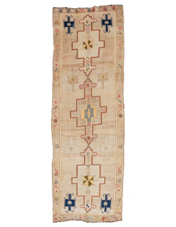 Vintage Washed Out Wool Rug - 5`2" x 12`4"