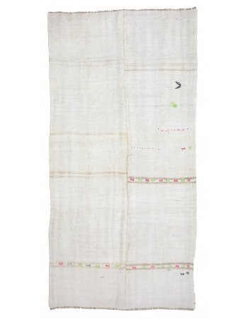 Vintage White Hemp Kilim Rug - 6`7