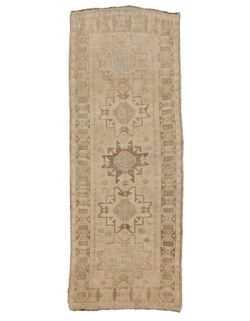 Washed Out Vintage Turkish Kars Rug - 3`11" x 10`4"
