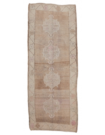 Washed Out Vintage Turkish Kars Rug - 4`6