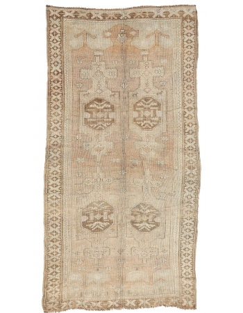 Washed Out Vintage Turkish Kars Rug - 5`9" x 11`10"