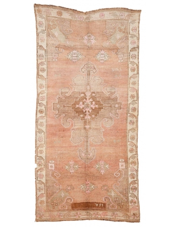 Washed Out Vintage Turkish Kars Rug - 6`1" x 13`3"