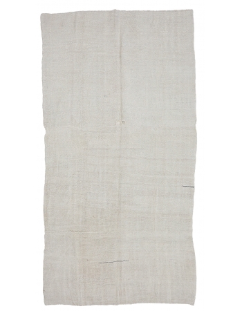 White Vintage Hemp Kilim Rug - 5`7