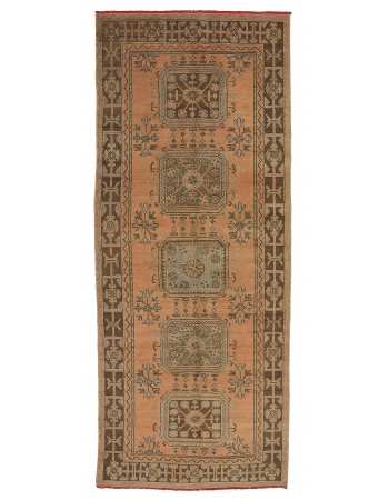 Wide Vintage Turkish Oushak Runner Rug - 4`4